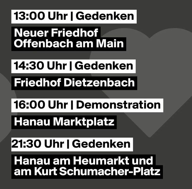 Kundgebungen zum Gedenken der Opfer vom 19.02.2020 in Hanau