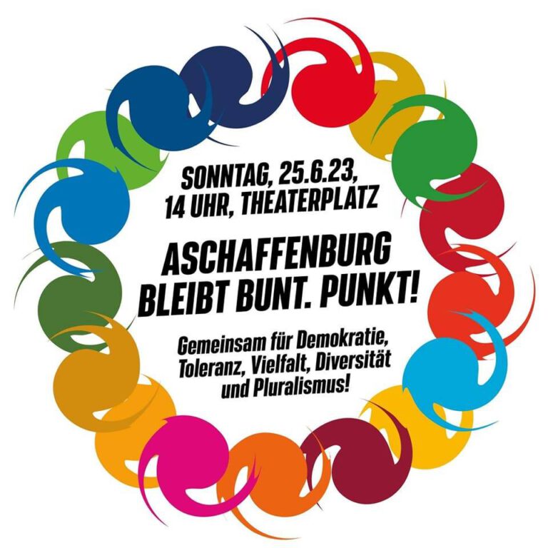Kundgebung am Sonntag, 25. Juni: Aschaffenburg bleibt bunt! Punkt!