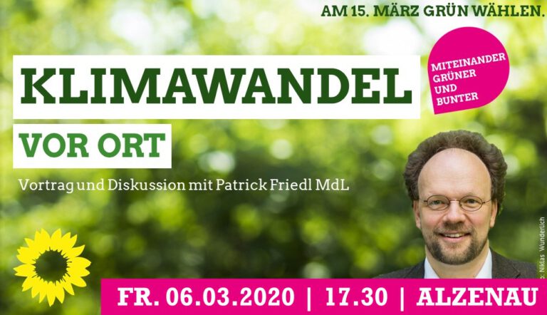 Vortrag + Diskussion: „Klimawandel vor Ort“ mit Patrick Friedl (MdL)